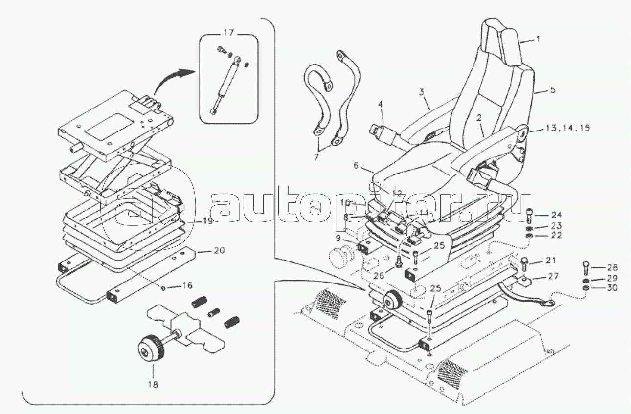 11211824 Operator seat with fitting parts