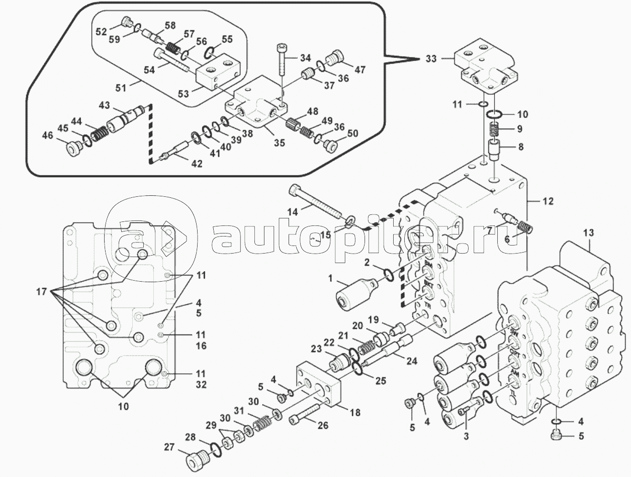11212989 Main control valve, relife valve and boom holding