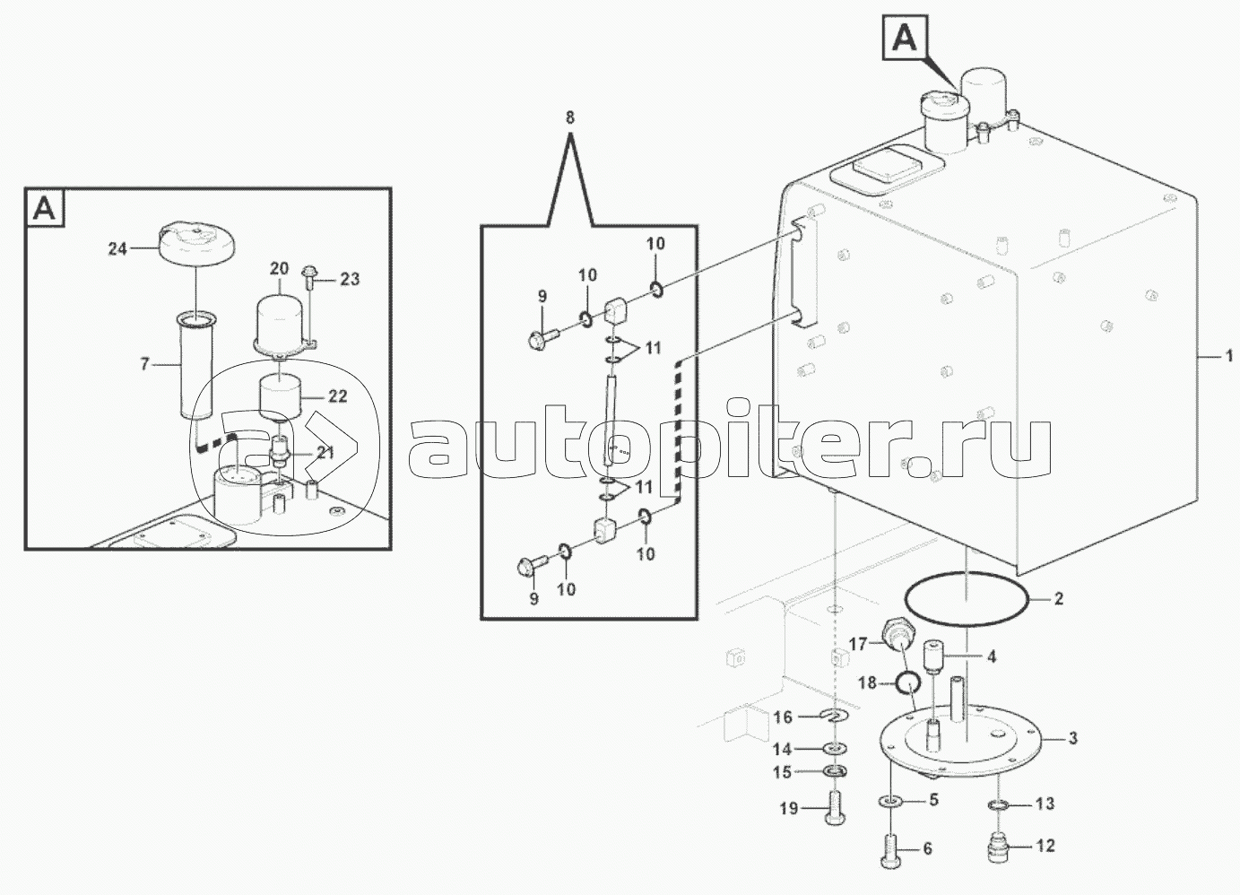 11212924, 11211826 Fuel tank with fitting parts