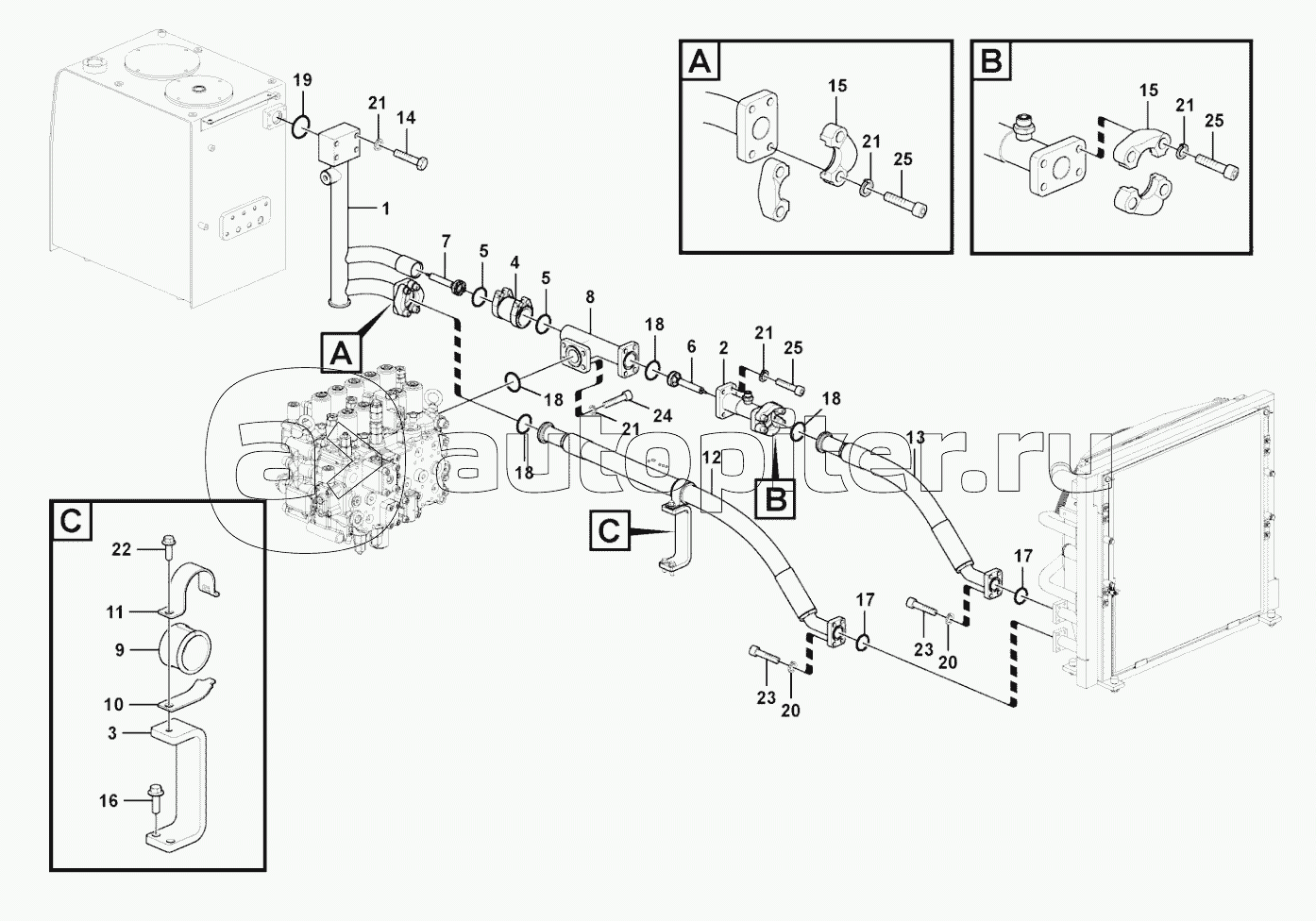 Hydraulic system, hydraulic tank for hydraulic oil cooler