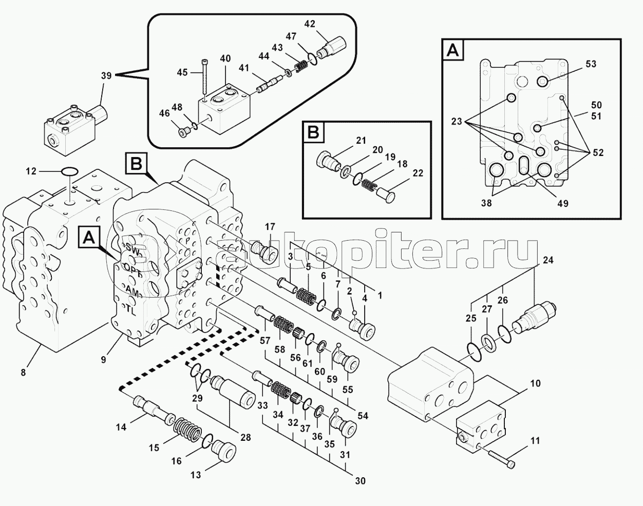 Main control valve, relief valve and arm support