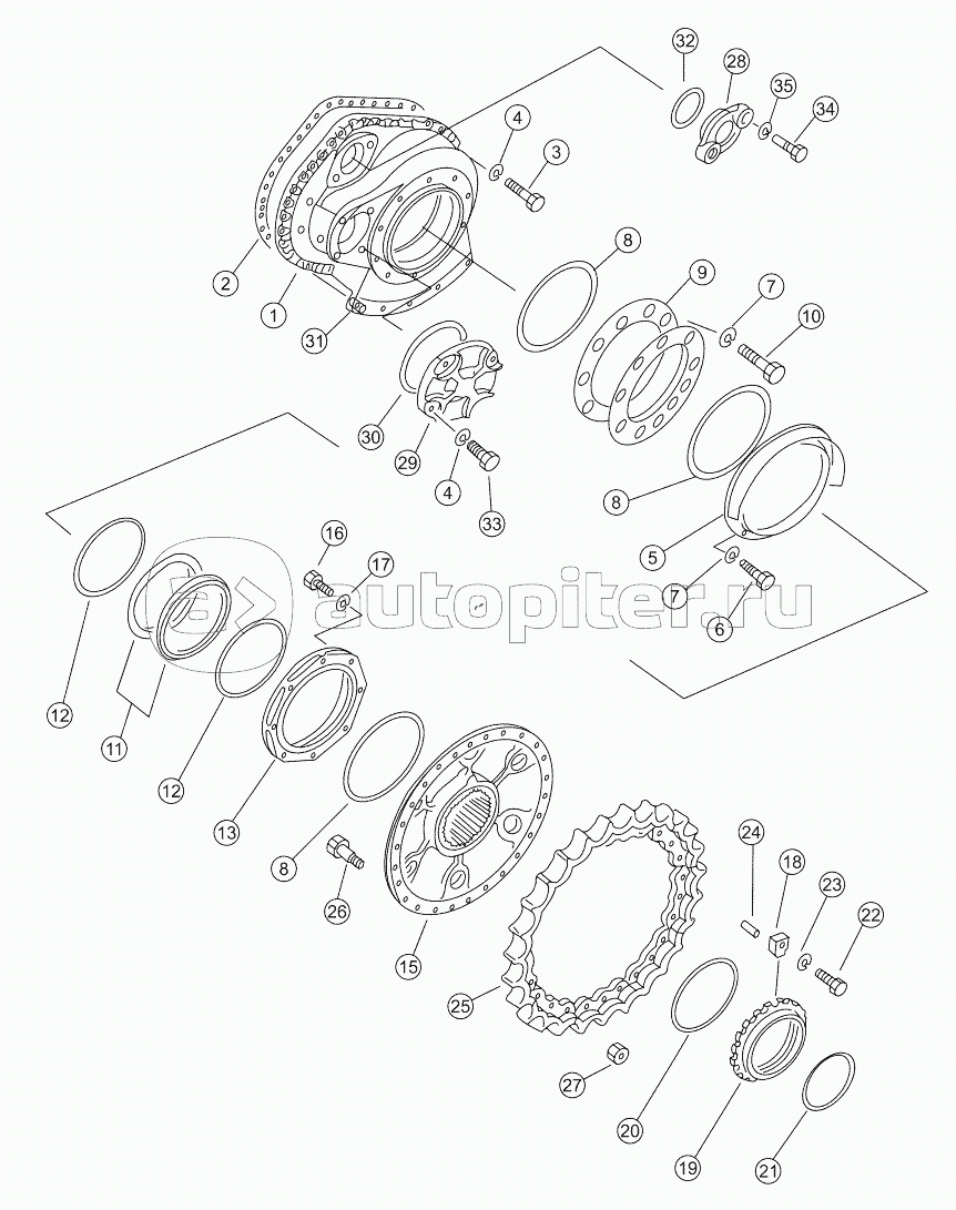 FINAL DRIVE CASE AND SPROCKET WHEEL, SD16L