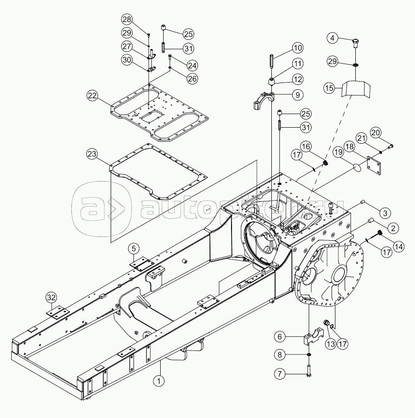 MAIN FRAME AND STEERING CASE SD16, SD16E