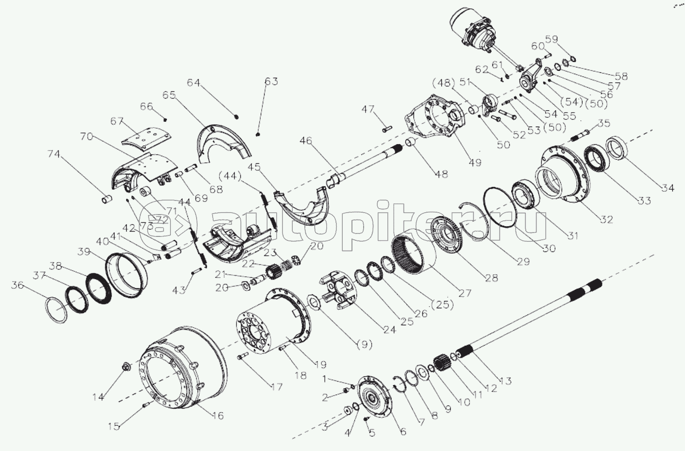 DOUBLE-STAGE REDUCTION TRANSAXLE SPARE PARTS CATALOG - WHEEL HUB AND BRAKE ASSEMBLY