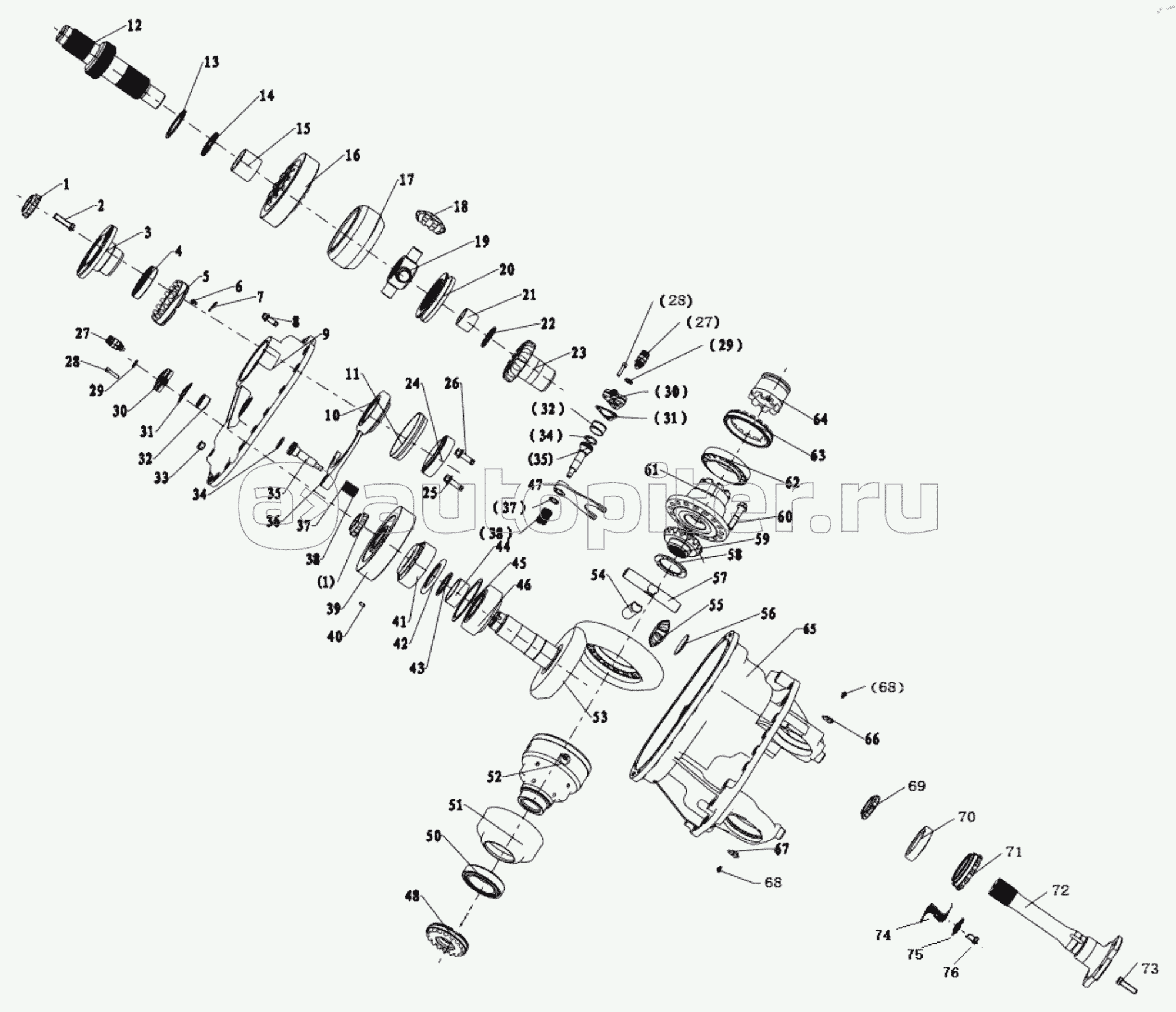 WHEEL SIDE REDUCTION THROUGH DRIVE AXLE FINAL REDUCER (MIDDLE AXLE)