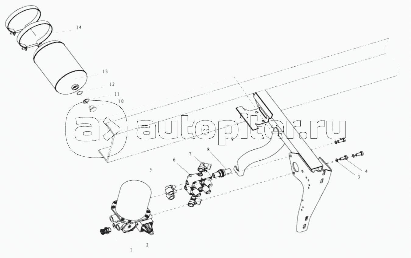 AIR DRYER, FOUR-LOOP GUARD VALVE, AIR TANK FIXING