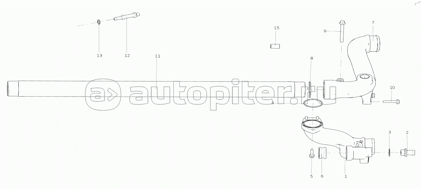 202-S0310-0273 Патрубок охлаждающей жидкости (MC11/MC13-замедлитель National Five ZF/задний водозабор вспомогательного отопления)