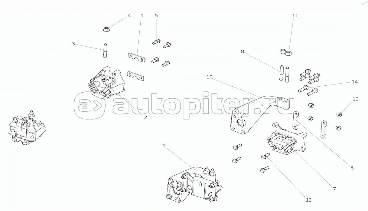 AC9X255900107 Подвешивание двигателя (NG17 /D20 /940 до и 762 после /ZF КПП /Двигатель 39 -503 -