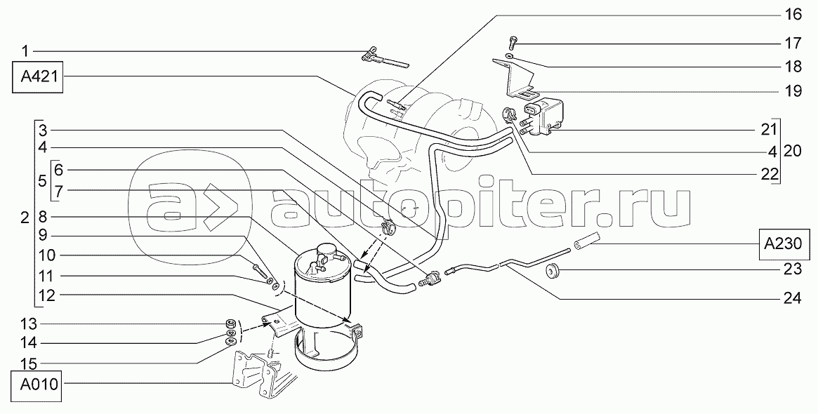 Система улавливания паров бензина (Адсорбер) (Е-газ)