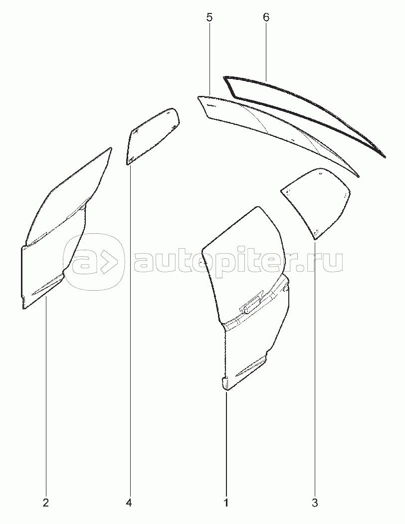 540114. СТЕКЛА ЗАДНИХ ДВЕРЕЙ И ЗАДКА KGD