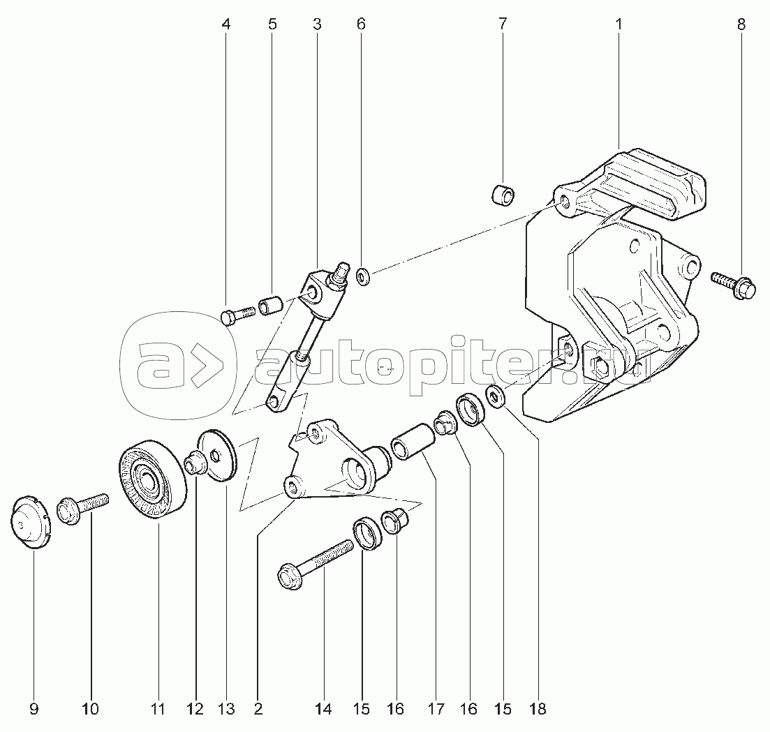 152110. КРОНШТЕЙН ПРИВОДА ВСПОМОГАТЕЛЬНЫХ АГРЕГАТОВ (16 КЛ.)