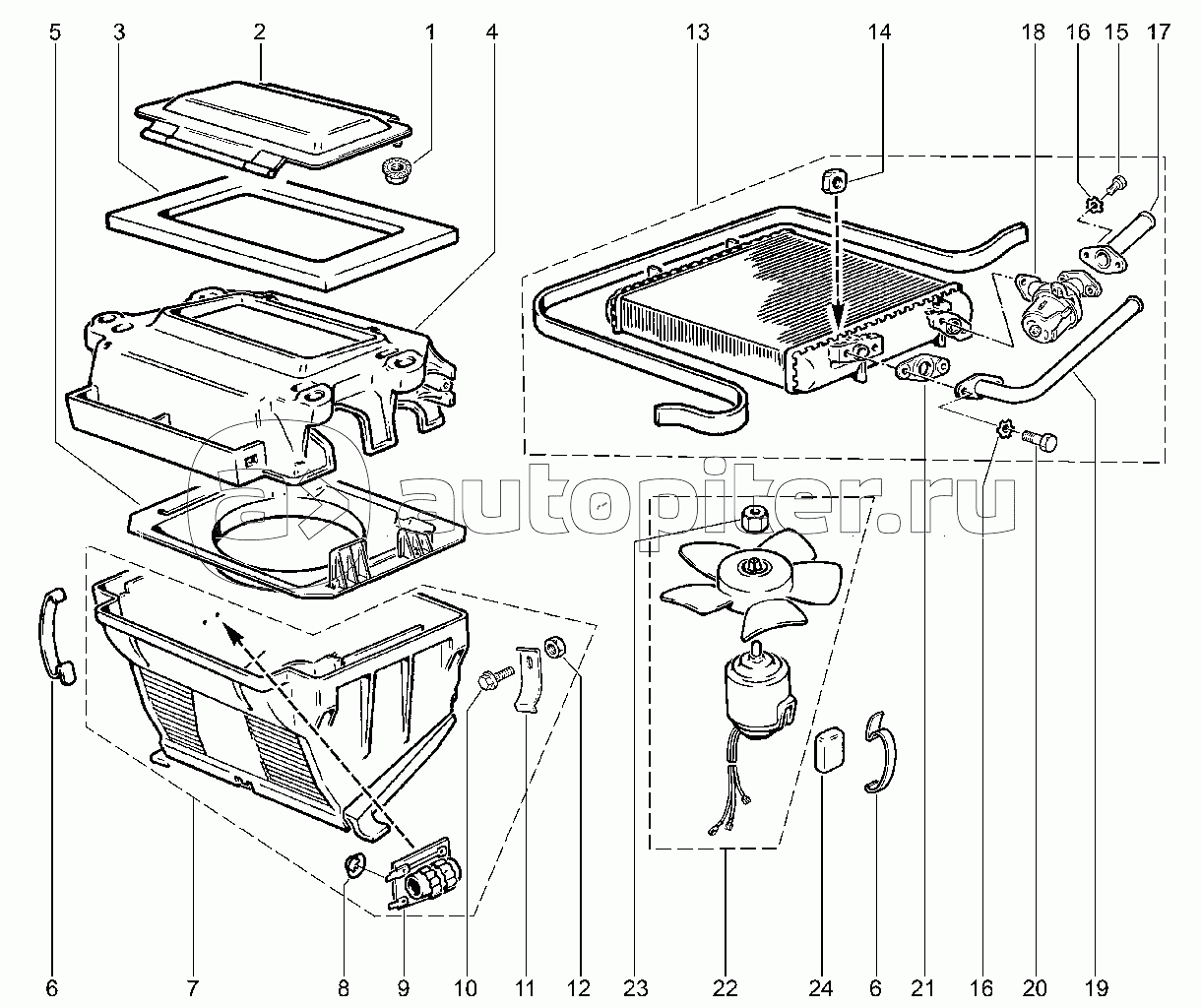 602110. Отопитель (без КУ)(М6.1) (деталировка)