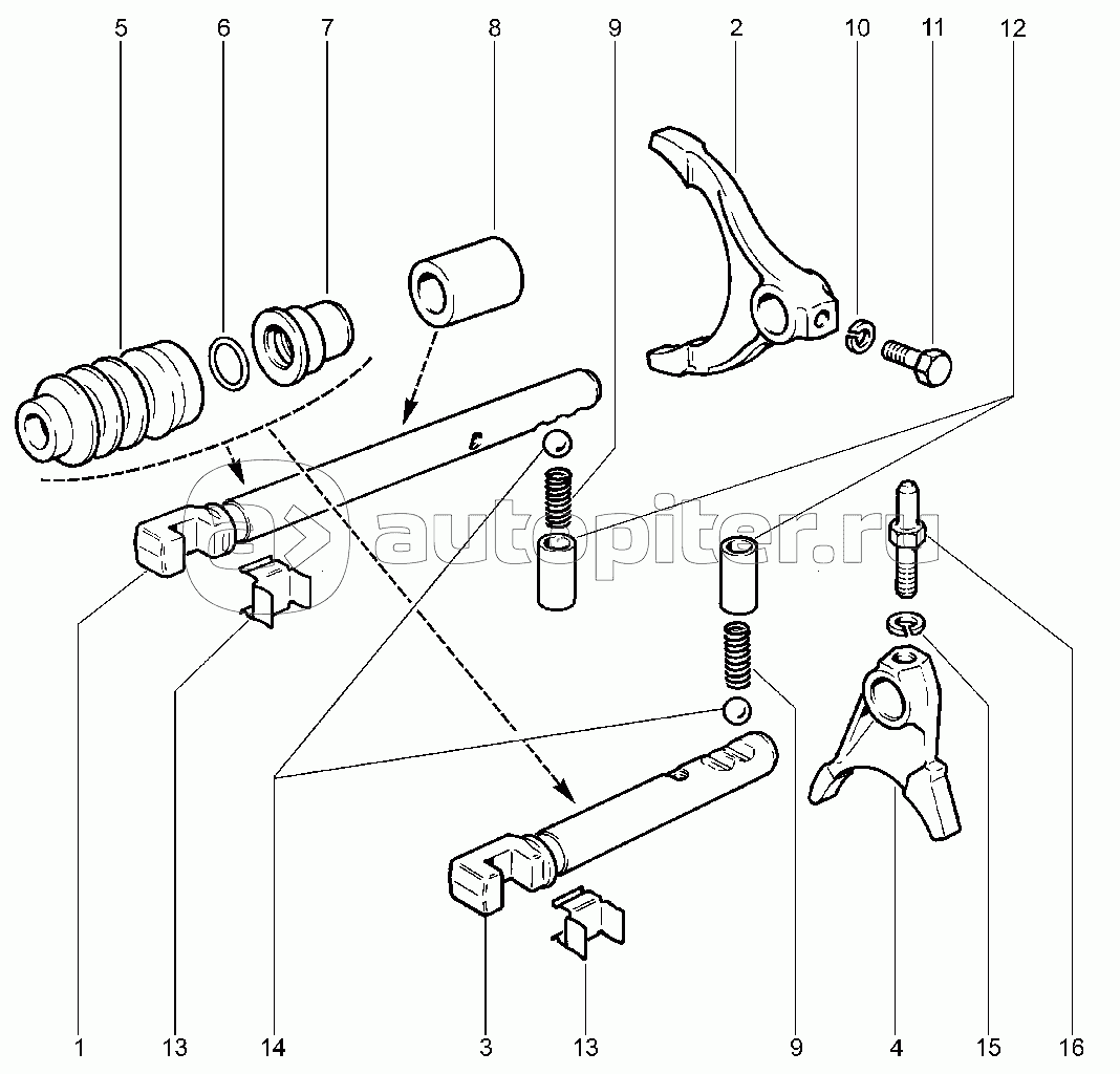 237110. Механизм управления коробкой раздаточной