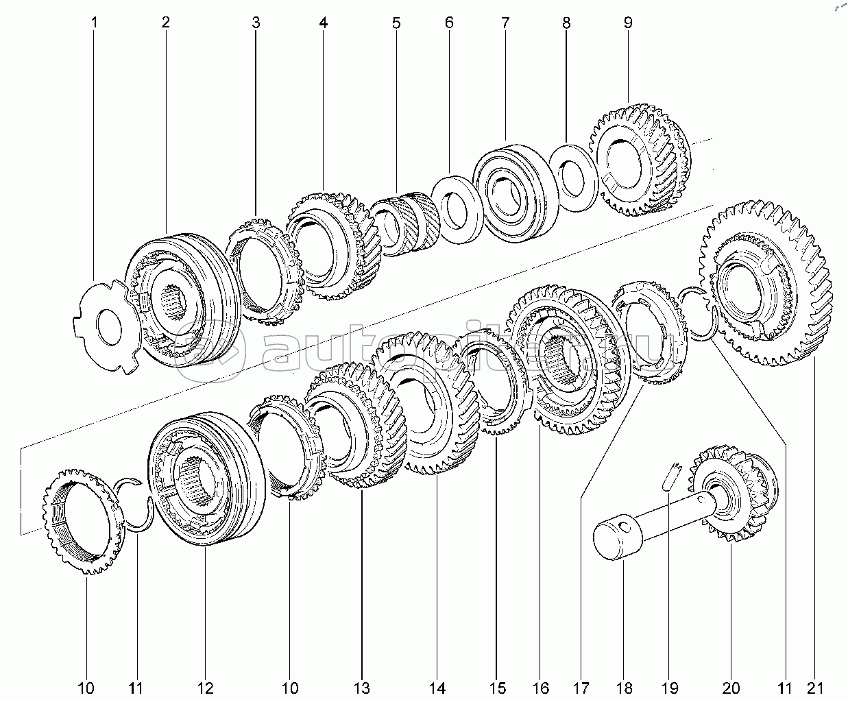 213210. Шестерни коробки передач (2181)(до FL)