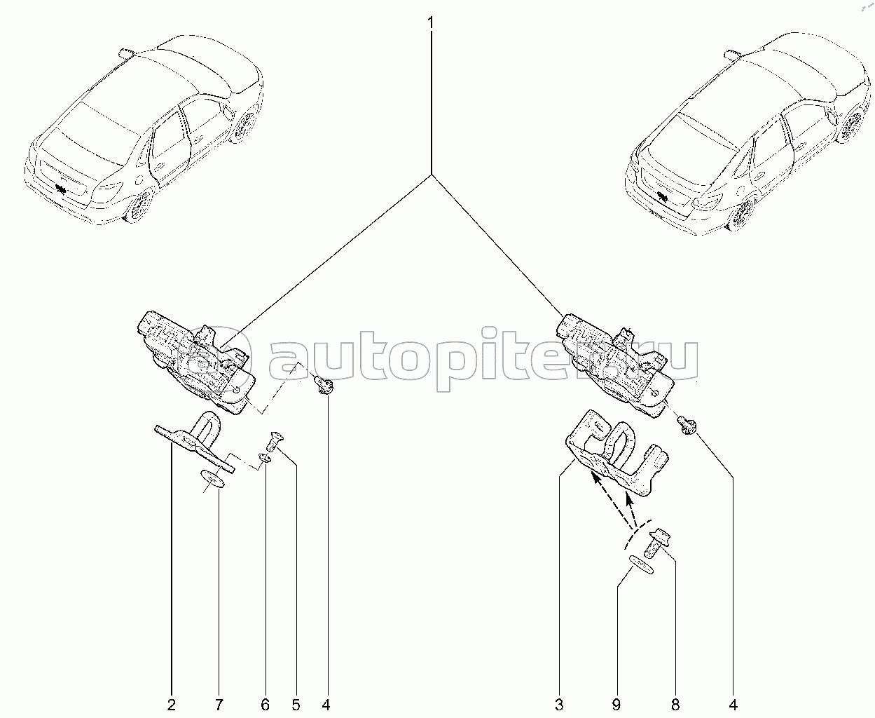 486110. Замки крышки багажника,двери задка,фиксаторы (седан, лифтбек)