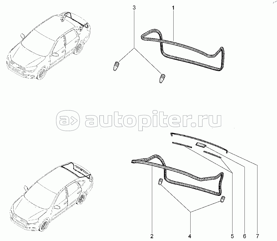 487210. Уплотнители крышки багажника и двери задка (седан, лифтбэк) с 30.07.2018
