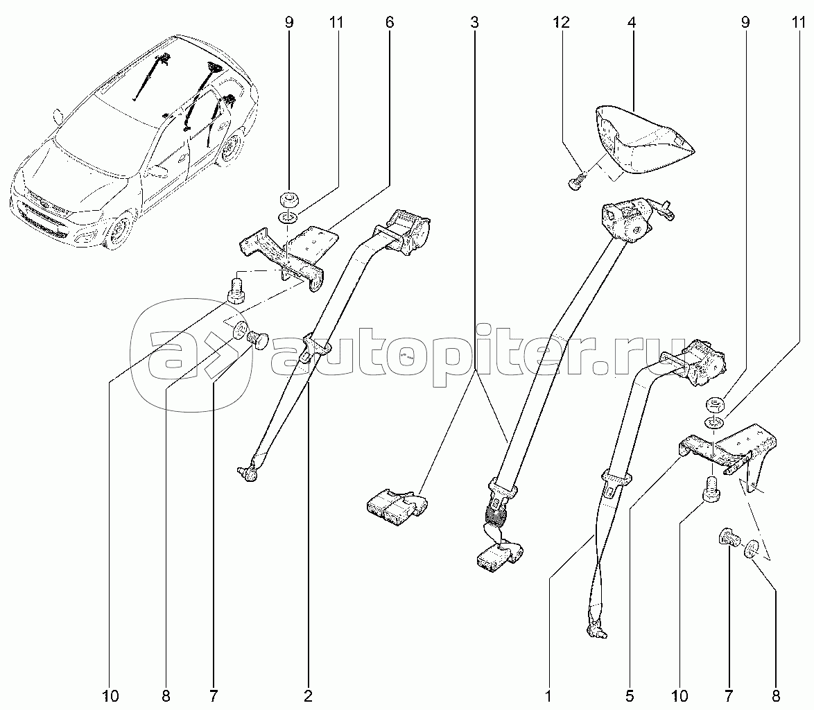 Ремни безопасности задние (универсал до 11.2019)