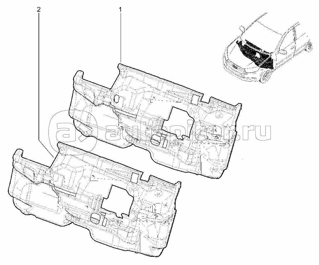 Обивки шумоизоляционные щитка передка (учебный автомобиль)