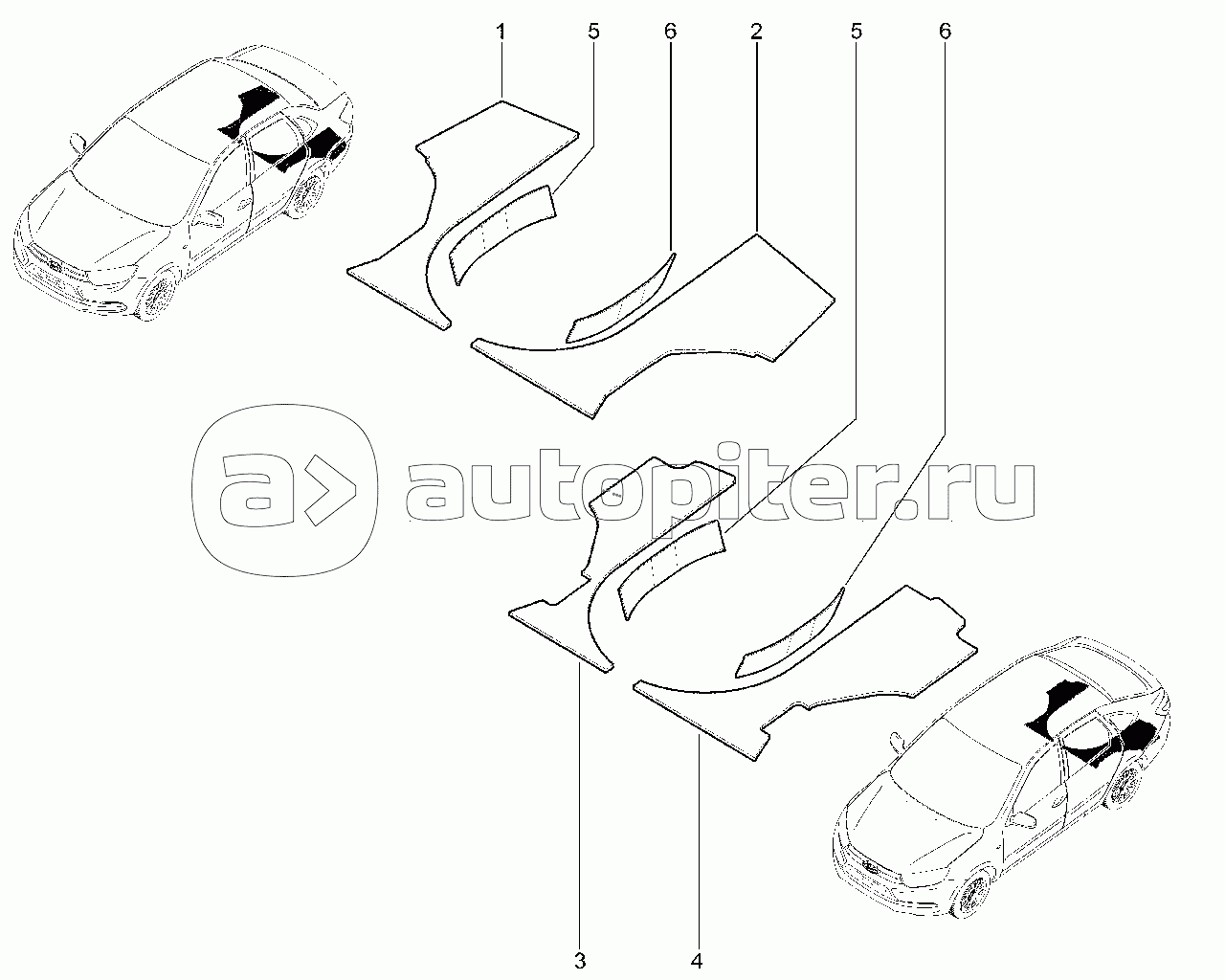 Обивки шумоизоляционные багажника (седан, лифтбек)