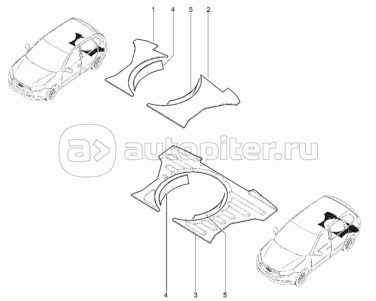 Обивки шумоизоляционные багажника (хетчбек, универсал)
