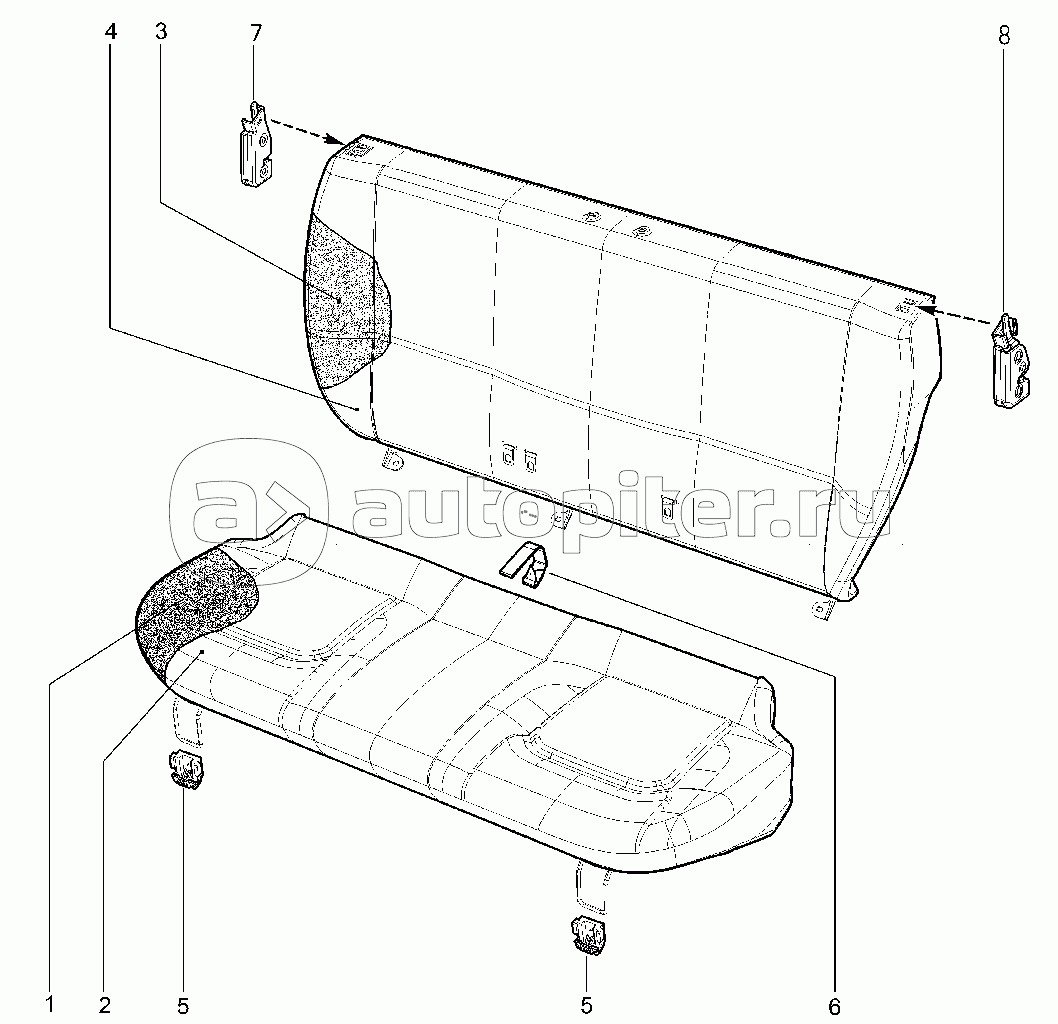 Подушка, спинка сидений второго ряда (100)