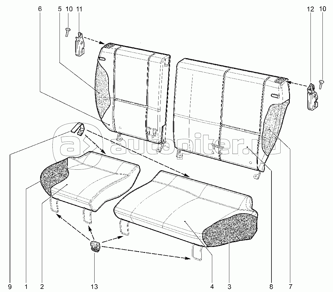 Подушка, спинка сидений второго ряда (40/60)