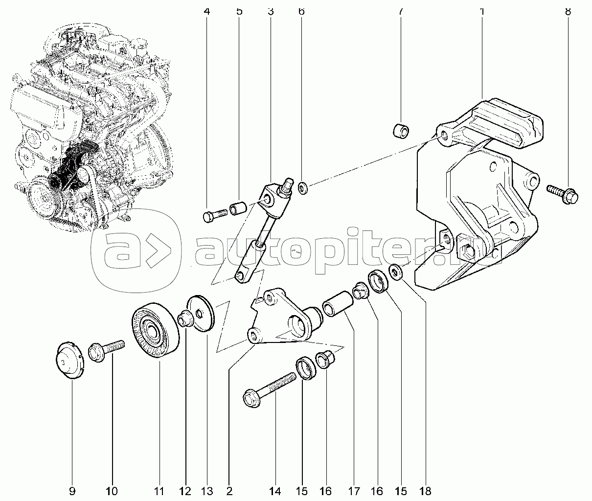 Кронштейн привода вспомогательных агрегатов (с КУ)