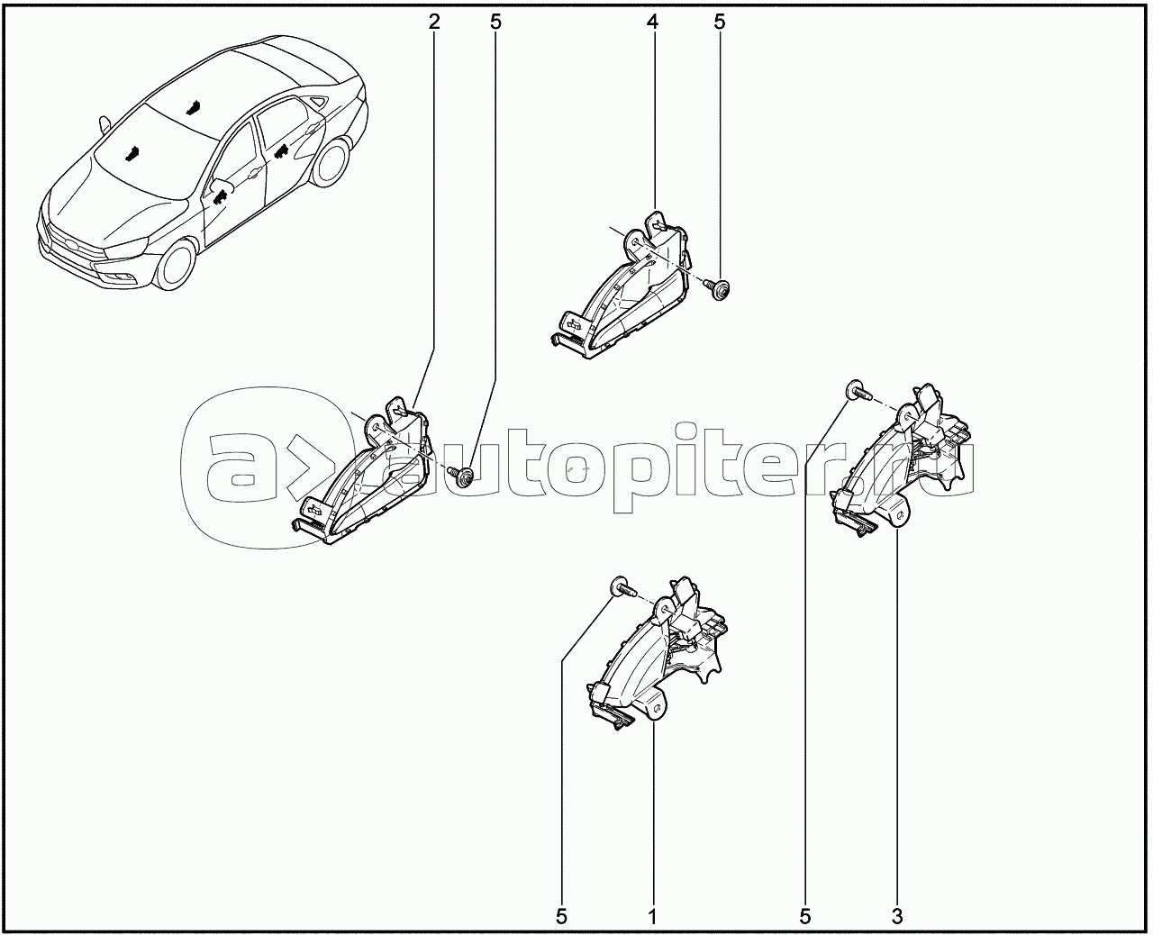 504010. Ручки передних дверей внутренние с тягами