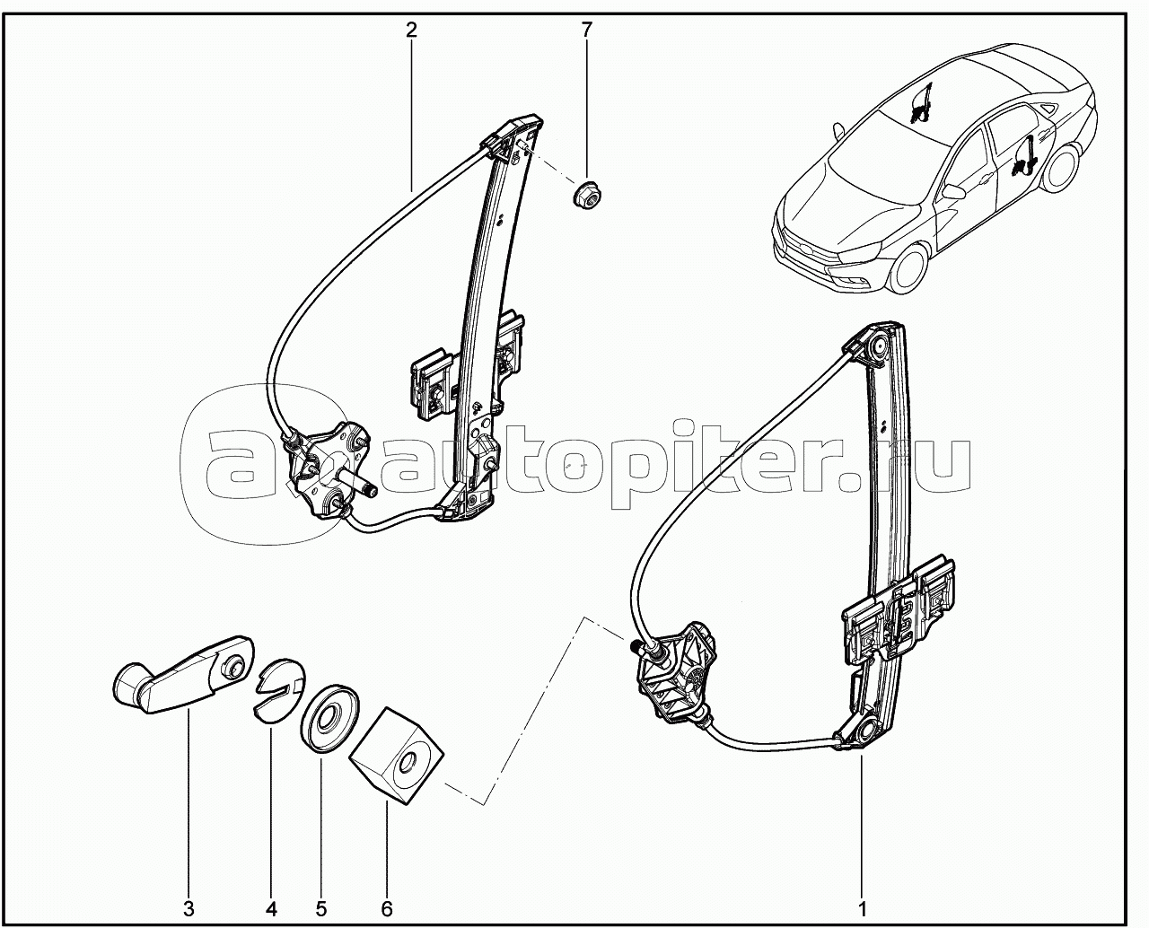 507010. Стеклоподъёмник задних дверей (механический)