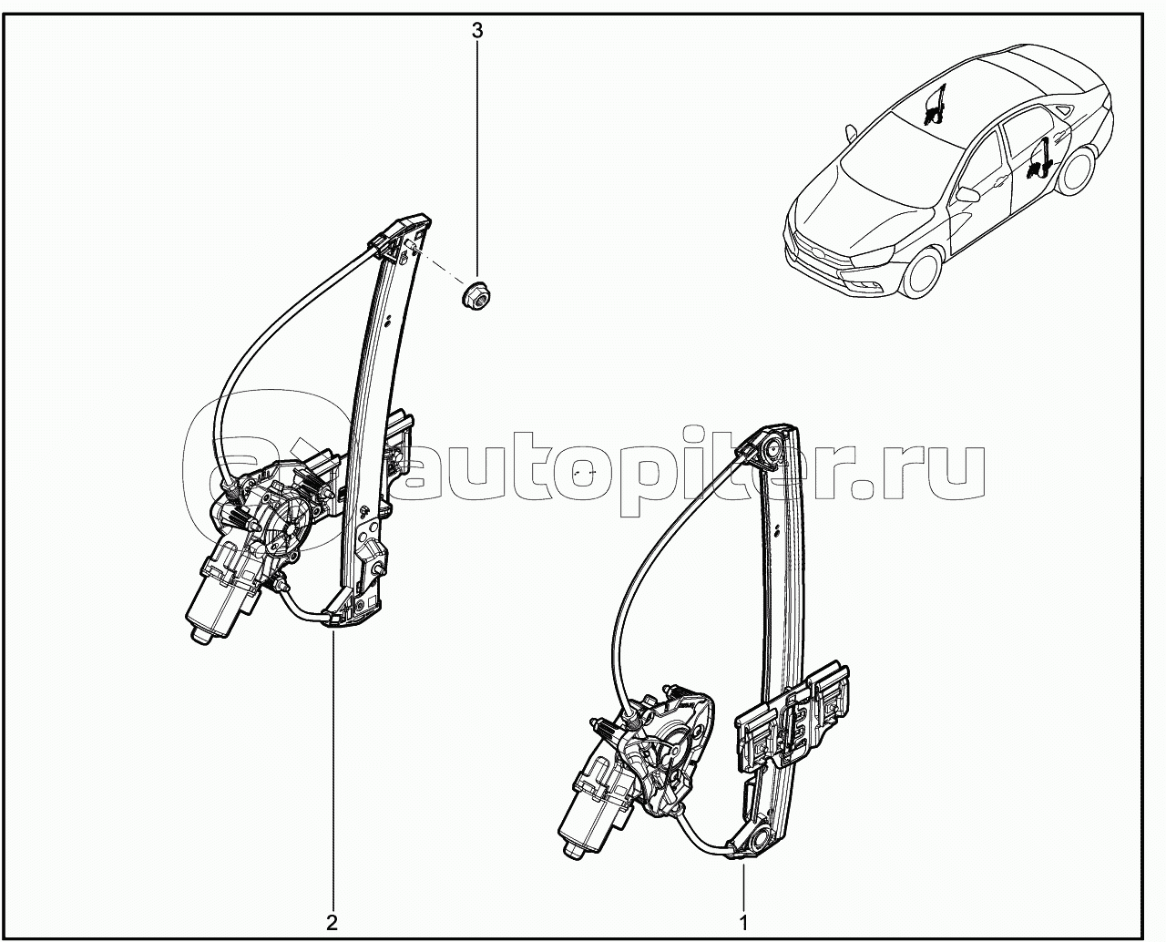 507510. Электрический стеклоподъёмник задних дверей