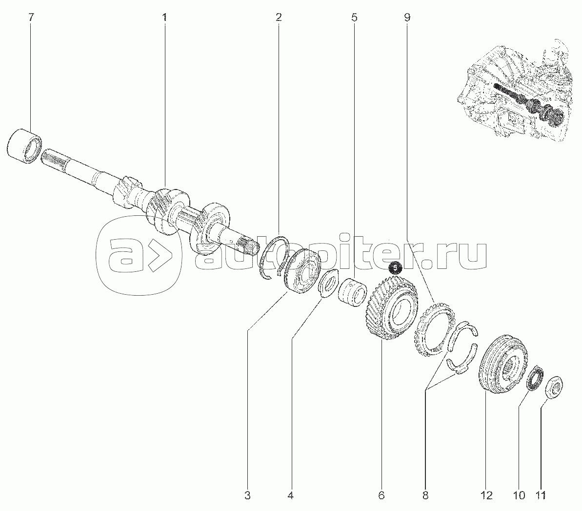 214010. ВАЛ ПЕРВИЧНЫЙ КОРОБКИ ПЕРЕДАЧ (BVM5)