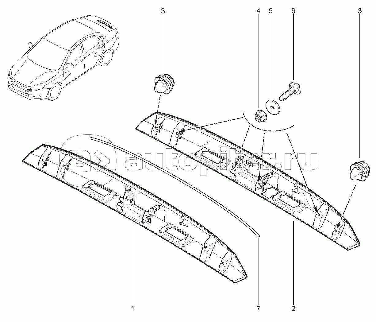 552012. НАКЛАДКИ КРЫШКИ БАГАЖНИКА СЕДАН ОКРАШЕННЫЕ