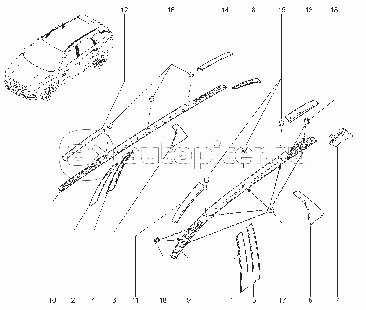 554110. НАКЛАДКИ ДВЕРЕЙ, ЛОЖЕМЕНТ БАГАЖНИКА (KGF)