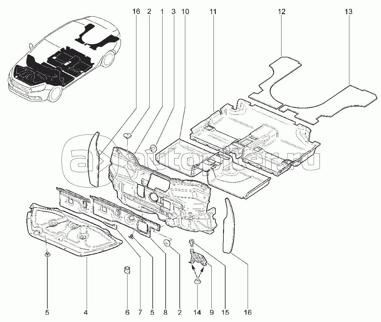 680110. ШУМОИЗОЛЯЦИЯ ПОЛА, МОТОРА (седан)