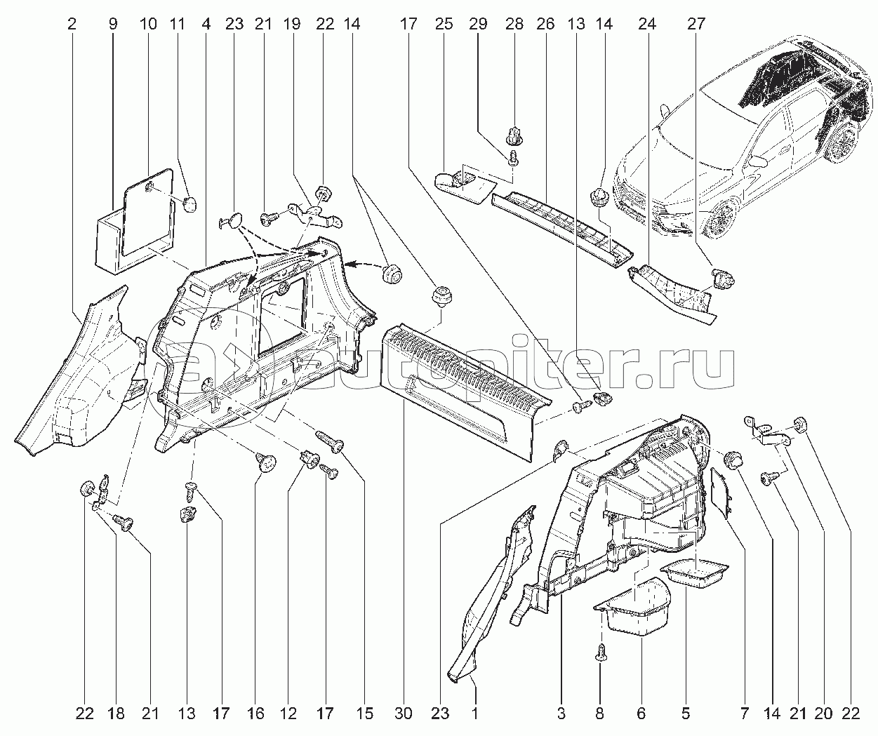 710621. ОБИВКА БОКОВИНЫ АРКИ И БАГАЖНИКА (универсал)