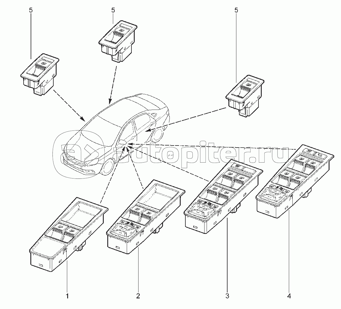842012. БЛОК ПЕРЕКЛЮЧАТЕЛЕЙ СТЕКЛОПОДЪЕМНИКА