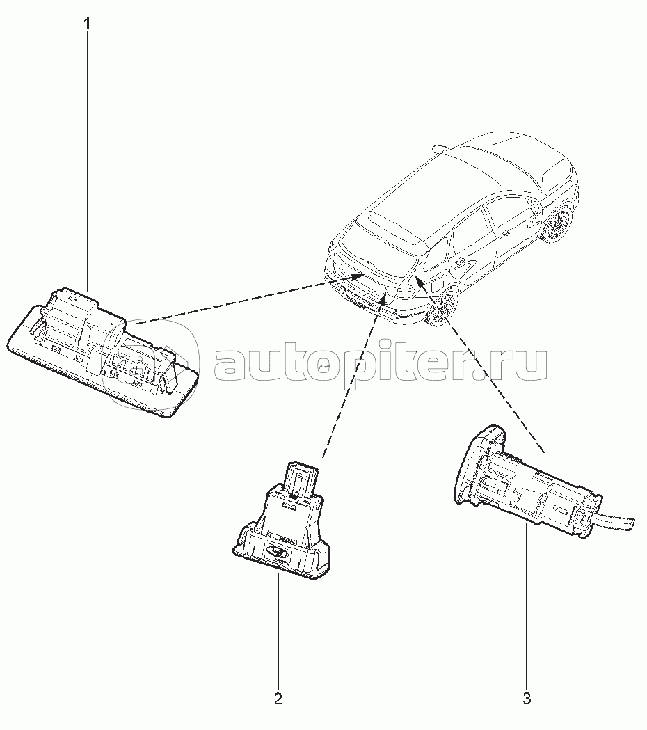 844020. ВЫКЛЮЧАТЕЛЬ ДВЕРИ ЗАДКА, РОЗЕТКА 12В
