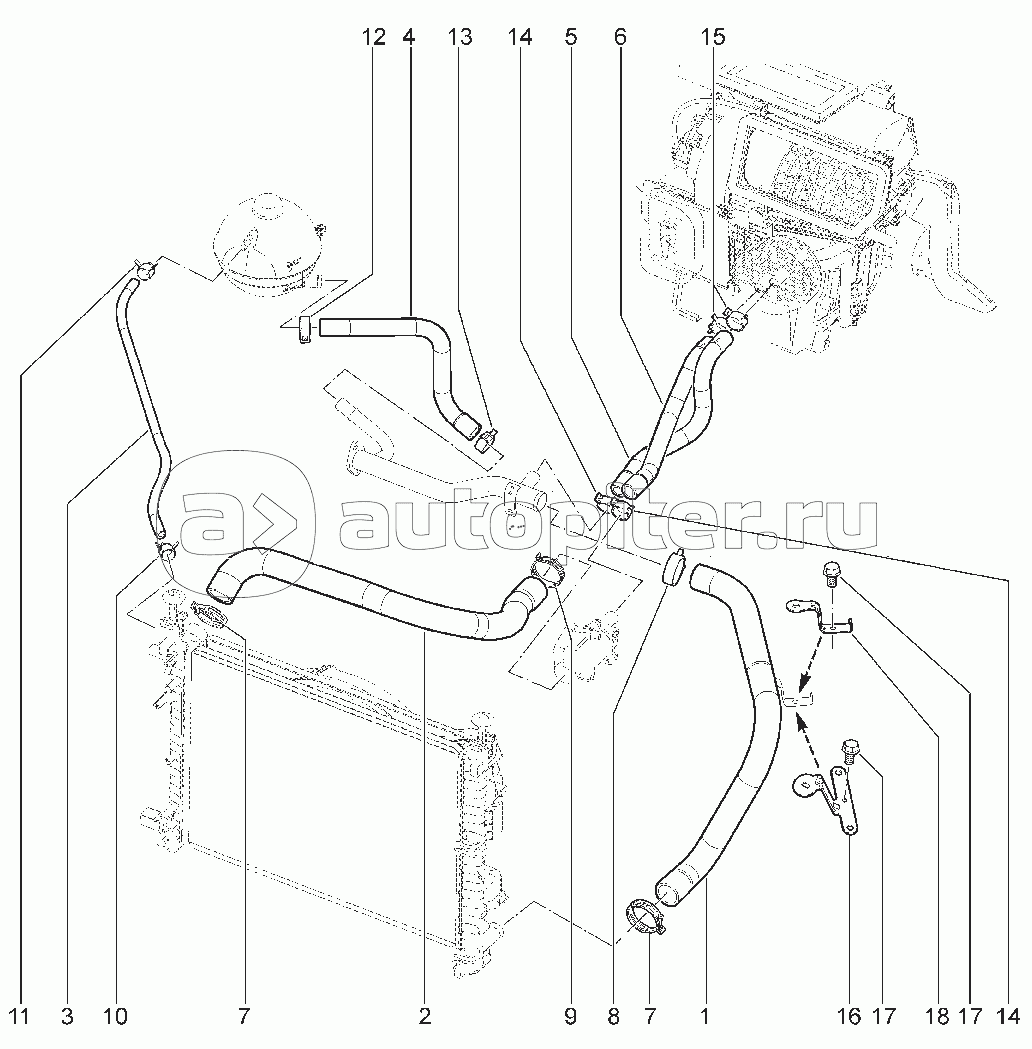 162110. ШЛАНГИ СИСТЕМЫ ОХЛАЖДЕНИЯ ДВИГАТЕЛЯ (P4M, P4P)