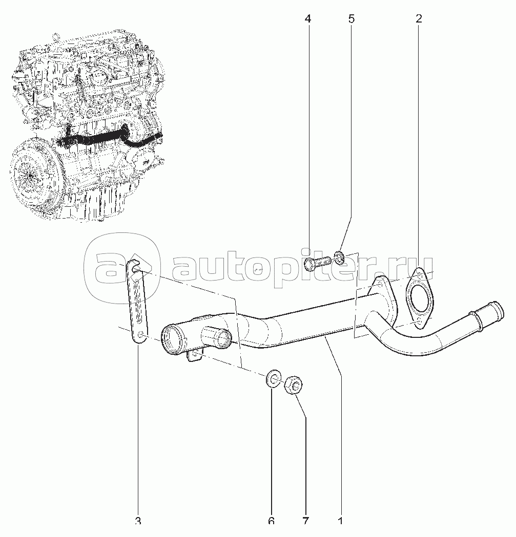 165110. ТРУБА ПОДВОДЯЩАЯ ВОДЯНОГО НАСОСА