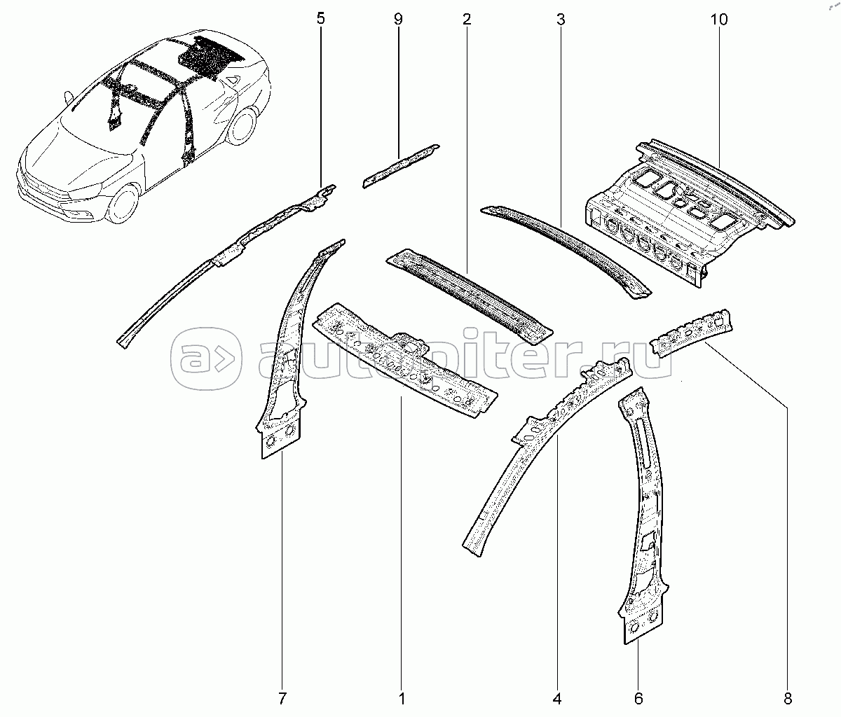 433110. Элементы кузова внутренние (седан)