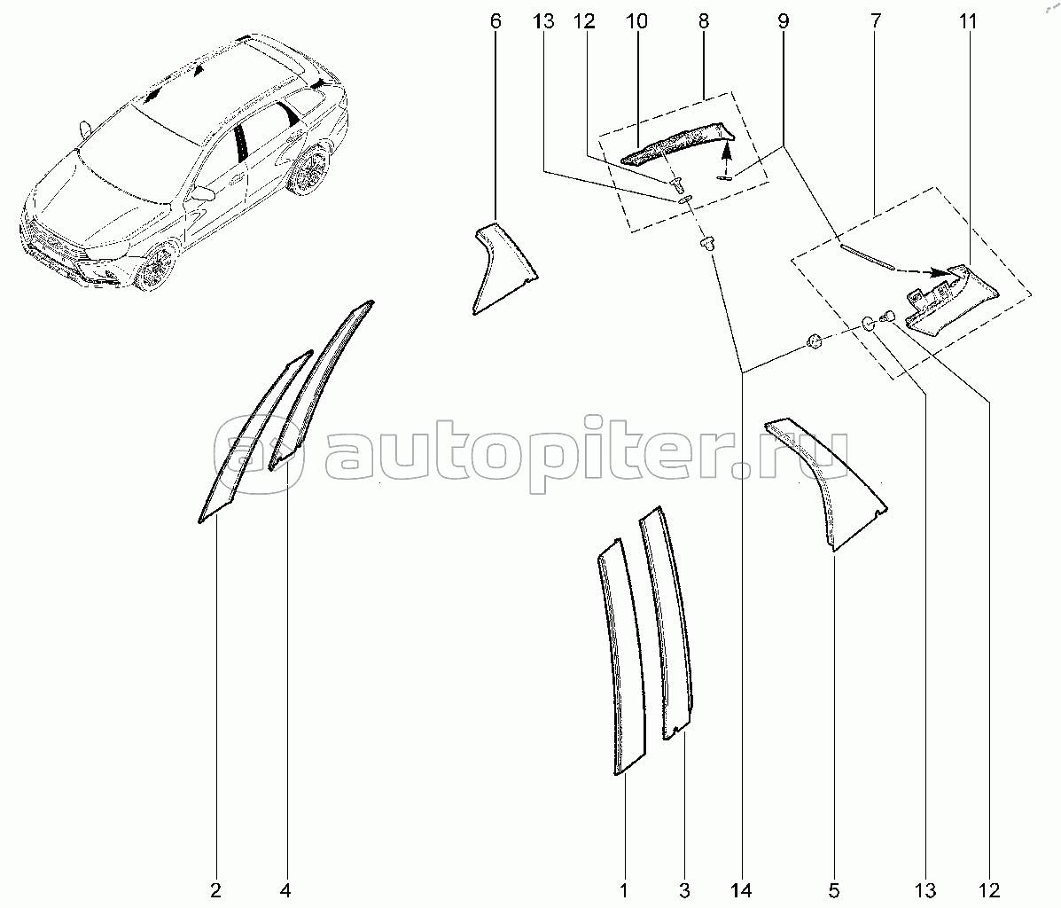 505210. Накладки стоек дверей (универсал)