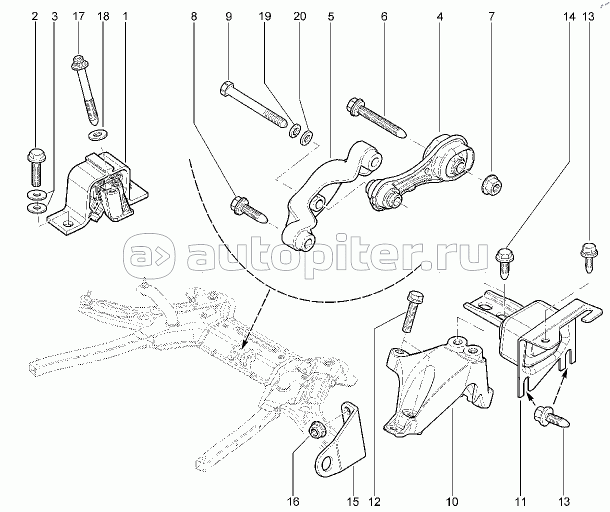 101210. Опоры, кронштейны подвески двигателя (P4M,P4P-BVM5)