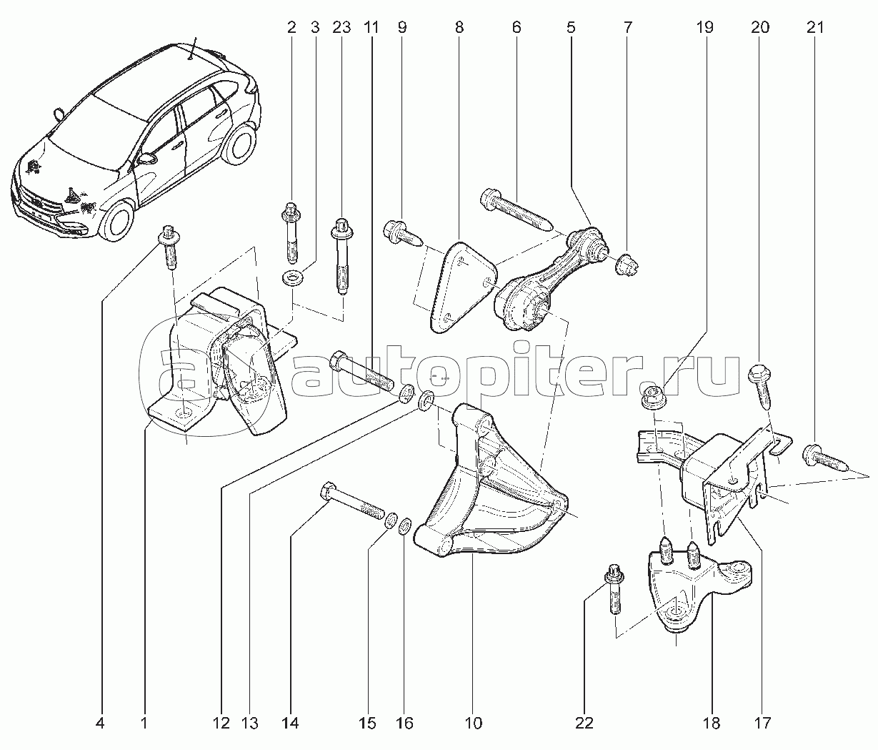 198510. ПОДВЕСКА ДВИГАТЕЛЯ (P4M,P4P- BVR5)