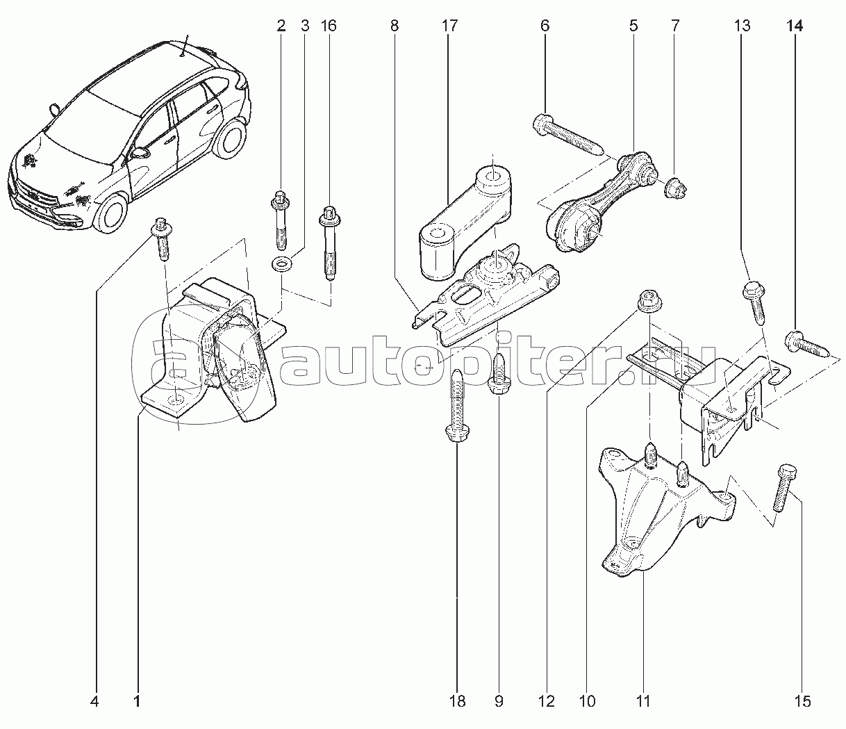 198610. ПОДВЕСКА ДВИГАТЕЛЯ (P4M,P4P- BVM5)