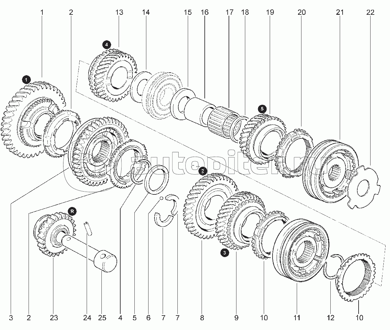 214521. ШЕСТЕРНИ КОРОБКИ ПЕРЕДАЧ (BVI5,BVR5)