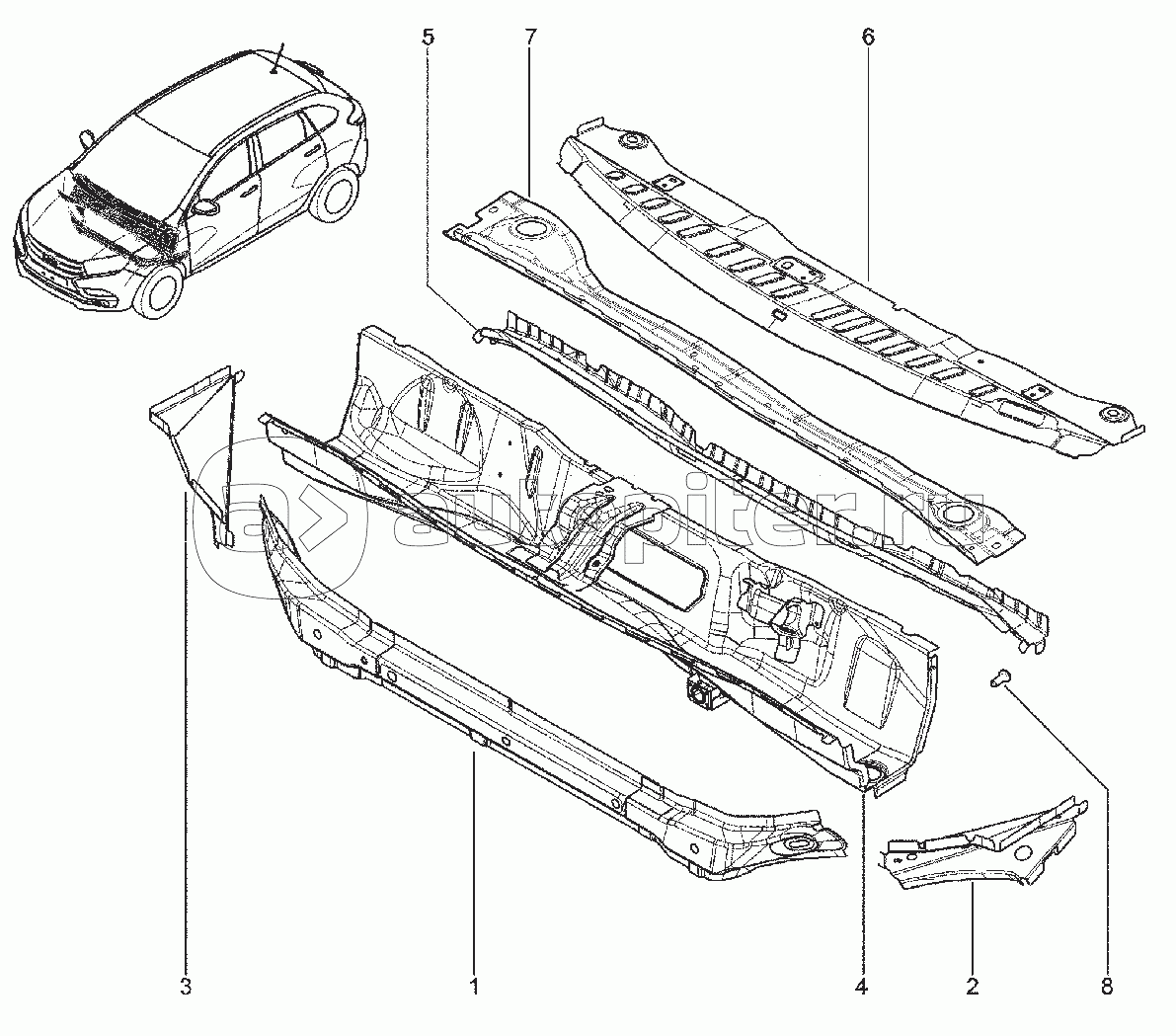 421050. ПОПЕРЕЧИНА ЦЕНТРАЛЬНАЯ ЩИТКА ПЕРЕДКА