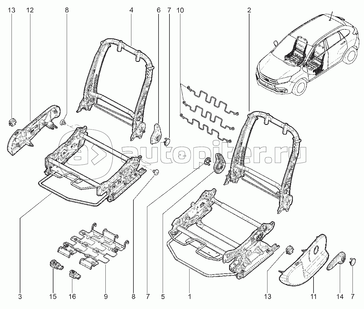 770210. КАРКАС ПЕРЕДНИХ СИДЕНИЙ Е0 OPTIMA