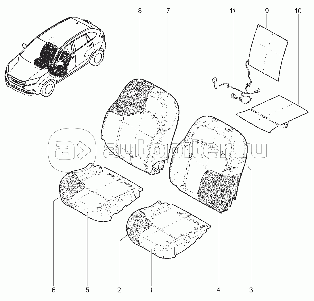 771120. ОБИВКА, НАБИВКА СИДЕНИЙ 1 РЯДА КРОСС