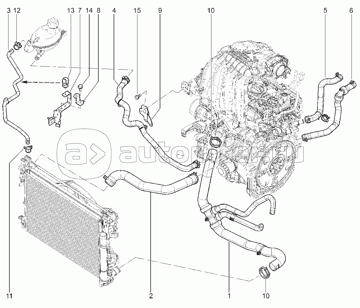 192430. ШЛАНГИ СИСТЕМЫ ОХЛ. ДВИГАТЕЛЯ (H4M-CVTX)