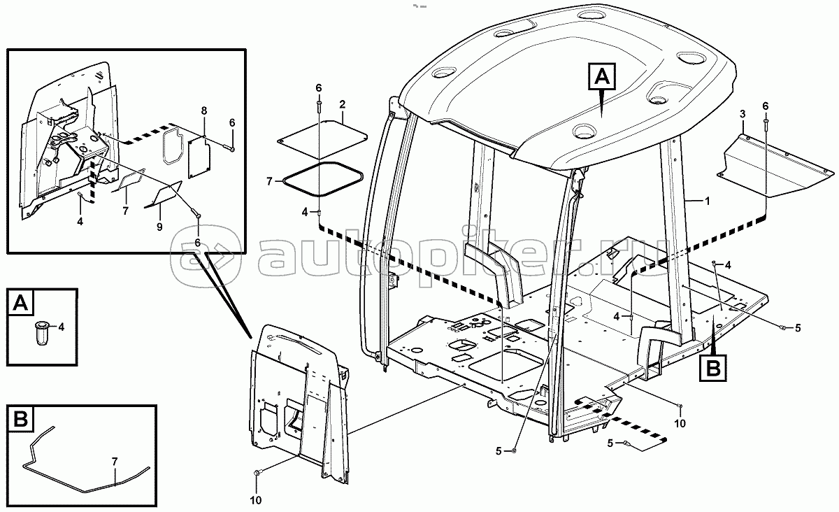 11294033 Cab body: roof and floor panel.
